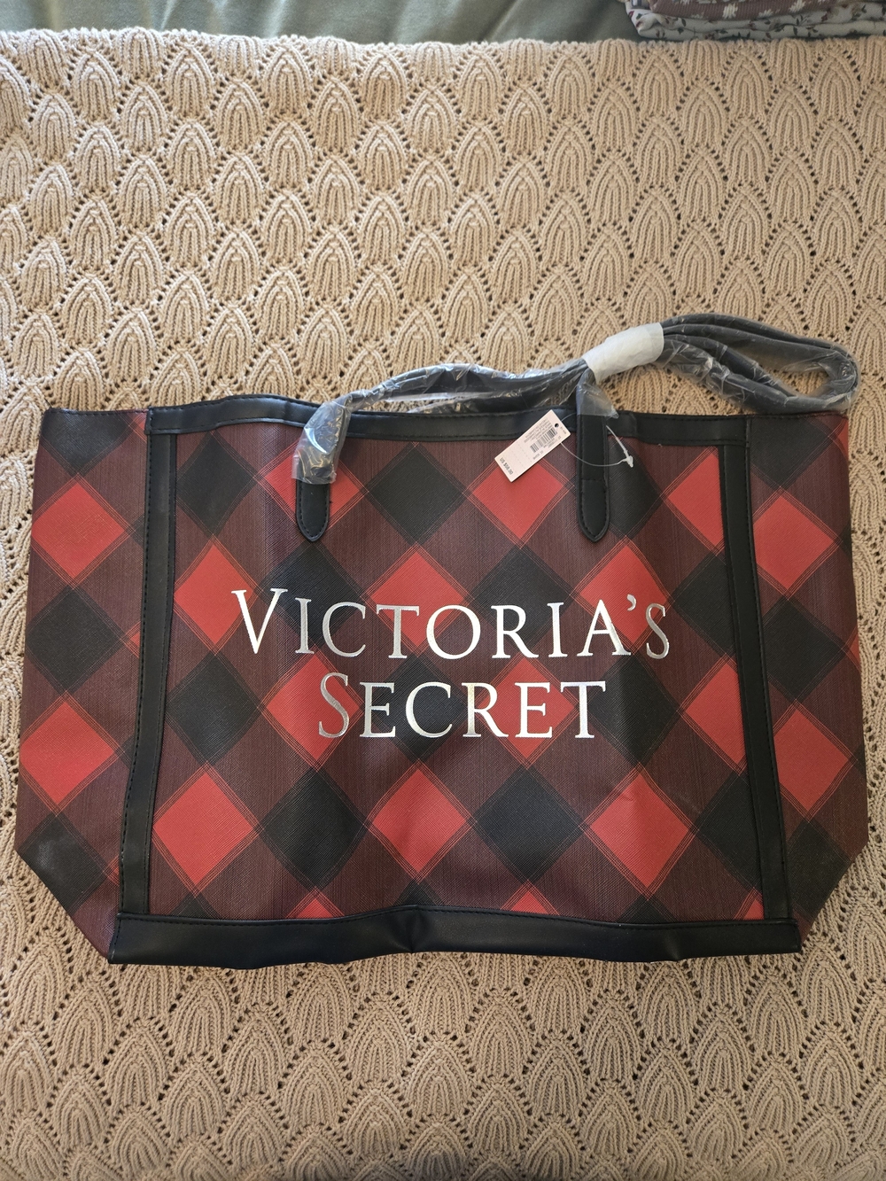 Victoria's Secret Red and Black Plaid Tote